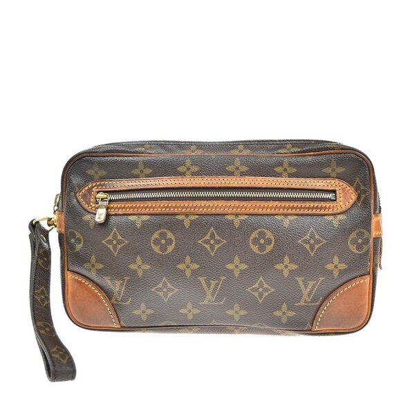 LOUIS VUITTON Marly Dragonne GM Clutch Hand Bag Monogram Brown - Picture 1 of 5